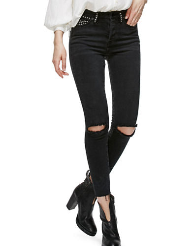 Free People Payton Studded Ripped Skinny Jeans